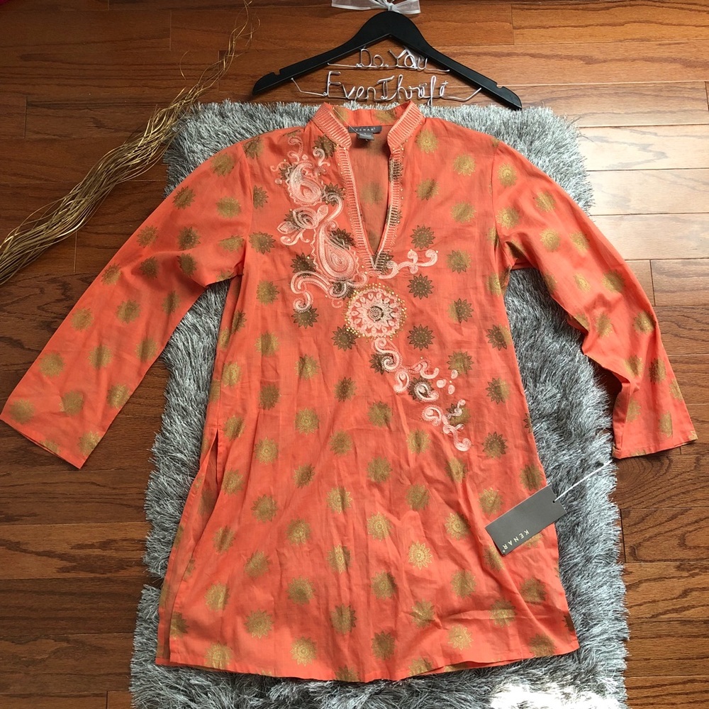NWT Kenar Kurta Tunic Small Orange